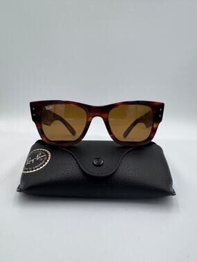 Ray-Ban RB0840S Mega Wayfarer Striped Havana Frame Brown Lens 51mm New